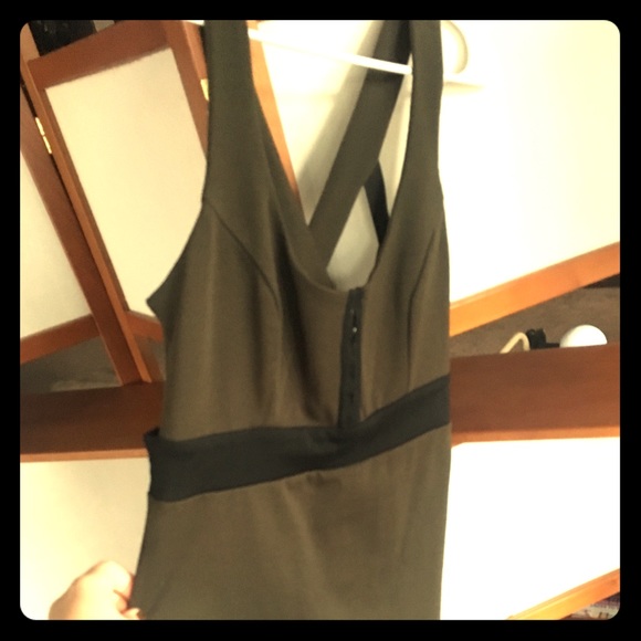 Fitted Olive Green Solemio Dress with Back Detail - Picture 1 of 2
